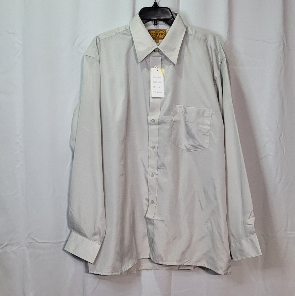 Scorpio USA Men's Gray NWT Long Sleeve Lightweight Dress Shirt Size Large